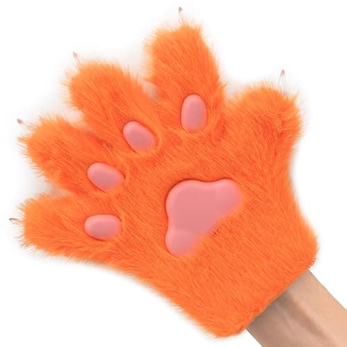 HAOAN Furry Fur Cat Wolf Fox Dog Fluffy Animal Paws Claws Gloves Mittens Hands Costume Cosplay Halloween Christmas for Kids thumbnail 3