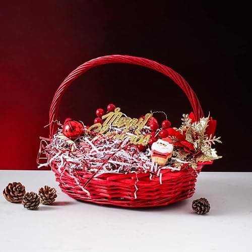 UNIQOOO 1/2 LB Metallic Red White Crinkle Cut Paper, Candy Cane Shredded Filler, Christmas Peppermint Zig Fill Raffia Tissue, Strands Shred Craft Bedding Cushion,Wedding Birthday Gift Boxes Bag Retail thumbnail 2