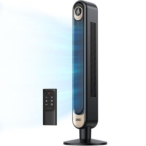 Dreo Tower Fan 42 Inch, Quiet Oscillating Bladeless Fan with Remote, 6 Speeds, 4 Modes, LED Display, 12H Timer, BlackGold Floor Standing Fan Powerful for Indoor Home Bedroom Office Room - Image 1