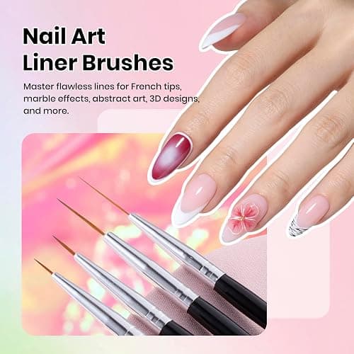 Beetles Nail Art Brushes 25pcs - Confetti Pens Daul Ended Dotting Tools & 5pcs Nail Art Liner Brushes Set Painting thumbnail 5