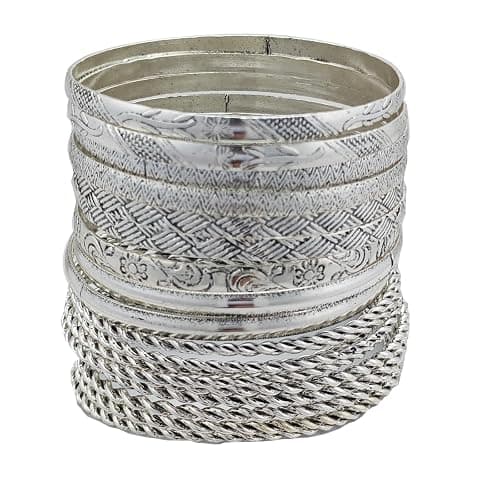 FUNOJOY Boho Bangle Bracelets for Women Multi Layer Stackable Textured Bracelets Boho Jewelrys Set for Women - 10~20Pcs - Image 1