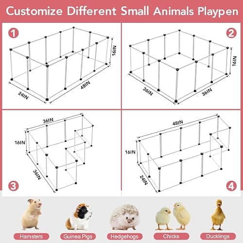 VISCOO 12 Panels Transparent Small Animals Playpen,48" x 24" x 16" Portable Pet Playpen,Plastic Enclosure,Puppy Play Pen for Indoors Outdoor Pet Fence for Guinea Pigs,Bunny,Ferrets,Hamsters,Hedgehogs thumbnail 4