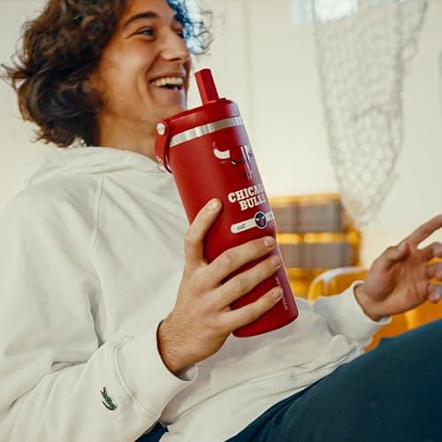 Hydrapeak x NBA Officially Licensed Miami Heat 32 oz Nomad Tumbler with Handle and Straw Lid, Leakproof Stainless Steel Water Bottle thumbnail 7