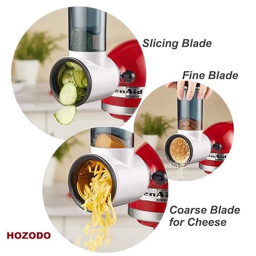 Slicer Shredder Attachment for KitchenAid Stand Mixer, Cheese Grater Attachment for KitchenAid Stand Mixer, Food Processor with 3 Blades by HOZODO thumbnail 4