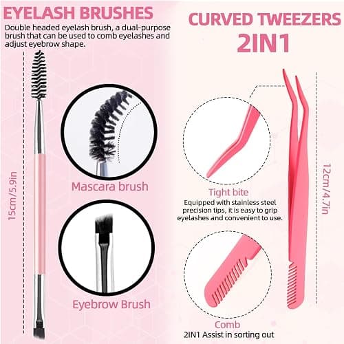 QUKLOGEN DIY Fluffy Lash Extension Kit 772Pcs D Curl 4 styles Individual Lash with Bottom Clusters Bond and Seal,Quick Glue Remover Tweezers Eyelash Brush Mini Applicator (LASH003) thumbnail 6