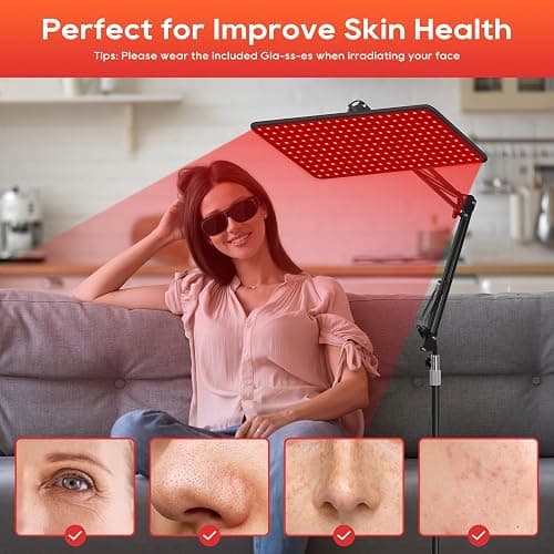 BEICHEN Red Light Therapy for Body and Face, 660nm 850nm 940nm Infrared Redlight-Therapy Lamp Device with Large Panel and Stable Stand at Home, Idea Gift for Women Wife Mom Sister Girlfriend thumbnail 3