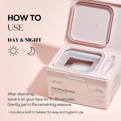 VT COSMETICS CICA Collagen Daily Mask 30 Sheets, 300Da Low Molecular Collagen for Skin Elasticity, Hydrating & Firming, Pink Collagen Essence, Korean Face Mask thumbnail 5