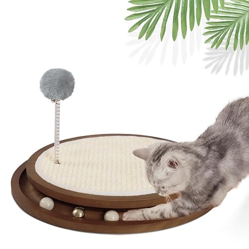 LMUGOOS Cat Scratcher, Cat Natural Sisal Scratching Pad, Kitten Interactive Toy with Ball Track Spring Ball for Chasing Hunting Mental Physical Exercise Puzzle - Image 1