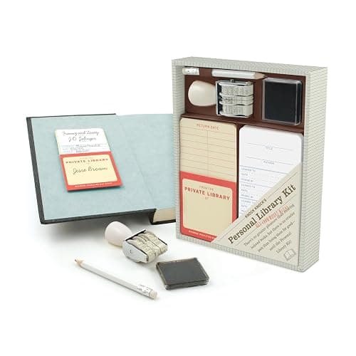 Knock Knock Original Personal Library Kit & Gift for Book Lovers - Card Catalog Checkout Cards, Bookplates, Date Stamp & Inkpad thumbnail 4