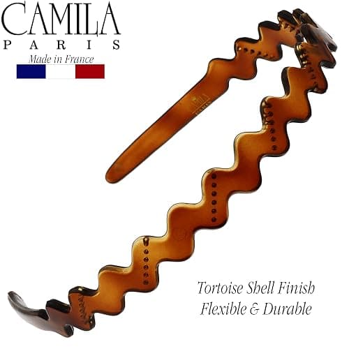 Camila Paris CP3881 French Headband for Women, Tortoise Shell, Strong Hold Grip Women's Hair Band, Ligth and Very Flexible, No Slip and Durable Styling Girls Hair Accessories, Made in France thumbnail 3