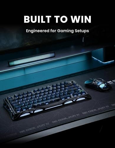 GravaStar Mercury K1 75% Wireless Mechanical Keyboard, Aluminum Alloy Gaming Keyboard with Knob, Hot Swappable, Linear Switches, Transparent Keycaps, RGB Backlit, 2.4GHz/BT5.0/USB for PC Gaming thumbnail 2
