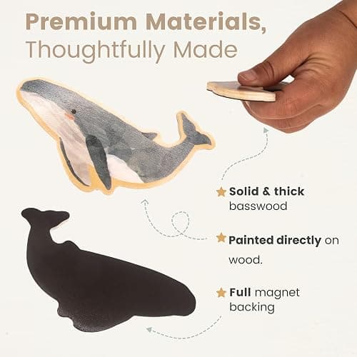 Gale Tots Wooden Animal Magnets for Toddlers | 19 Pieces | Original Watercolor Art on Basswood | Aesthetic Fridge Magnets | Farm, Wild, Sea & Domestic | Montessori-Inspired | Ages 2+ thumbnail 6