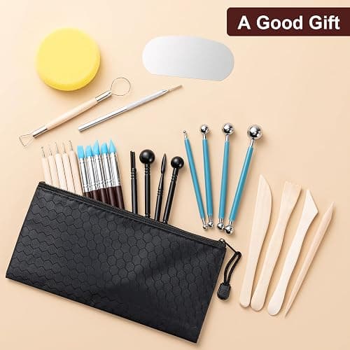 Amrules Clay Tools Kit, 27 PCS Pottery Tools, Practical Polymer Clay Sculpting Tools Kit, Air Dry Clay Tools Set for Adults, Pottery Craft, Dotting, Carving, Drawing, Molding, Modeling, Shaping thumbnail 7