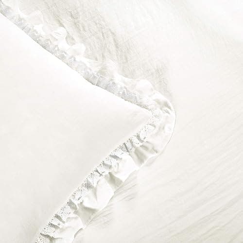 Lush Decor Ella Ruffle Lace Comforter, 3 Piece Set, Full/Queen, White - Cute Comforter - Queen Bedding Set - White Bedding Full Size - Coquette Decor - Ruffle Trim - Lace Trim thumbnail 5