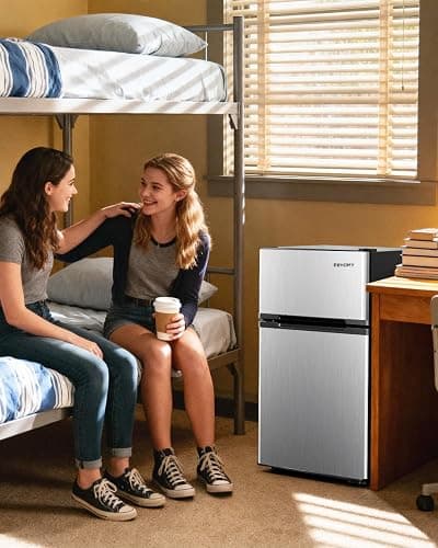 EUHOMY Mini Fridge with Freezer, 3.2 Cu.Ft Mini Refrigerator fridge, 2 door For Bedroom/Dorm/Office/Apartment - Food Storage or Cooling drinks, Silver thumbnail 2