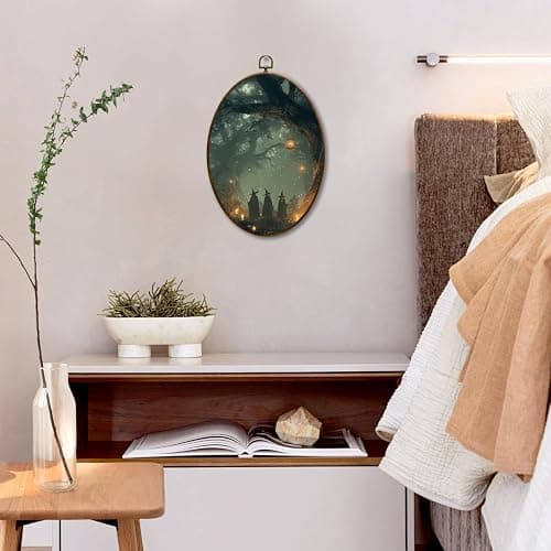 JQF Dark Academia Fantasy Forest Witchy Oval Wall Decor, Gothic Oval Canvas Wall Art, Whimsical Magical Forest Witchy Framed Prints Hanging Decor for Home Bedroom Living Room, 8.5x11.5 Inch thumbnail 6