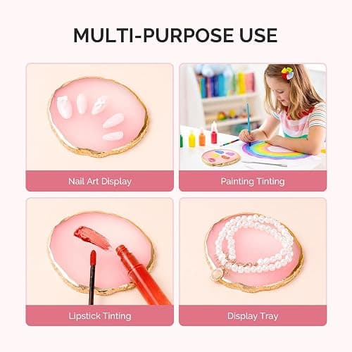MelodySusie 2PCS Round Shape Resin Nail Art Palette Set with Stainless Steel Mixing Stick, Professional Color Mixing Board for Gel Polish, Acrylics, Pigment Blending, Salon and DIY Makeup Tool thumbnail 7