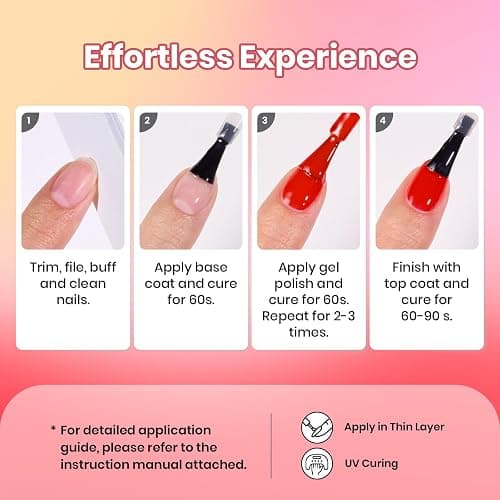 Beetles Red Gel Nail Polish Set - Crimson Horizon 6 Colors Gel Polish Kit Burgundy Bloody Red Pink Colors Soak off UV LED Lamp Needed Manicure DIY Home Gifts for Women thumbnail 7