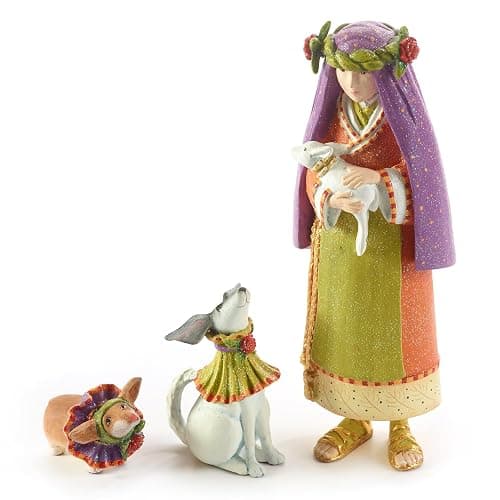 MACKENZIE-CHILDS Patience Brewster Nativity Figurine, Christmas Nativity Home Decor, Shepherdess with Dog - Image 1