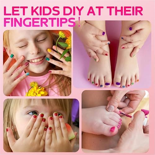 TOMICCA Kids Nail Polish Set, Non Toxic Quick Dry Water-Based Peel-Off 10 Colors Toddler Nail Polish Kit Natural Safe Quick Diy Kids Gifts Kit for Girls Ages 5+ thumbnail 5