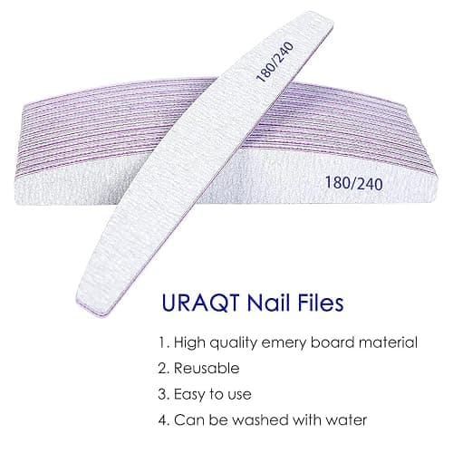 URAQT Limes à Ongles Professionnelle, 16pcs Double Face Lime à Ongles 180/240, Double Face Lime Grain Nail Art en Gel Acrylique Naturel pour Manucure/Salon Coiffure/Animaux Domestiques thumbnail 6