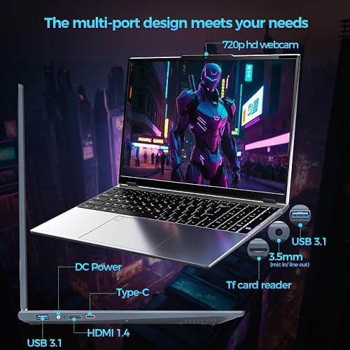 TOPGRO 16" Business Laptop Core N95, GeForce MX230, 16GB DDR4 RAM, 512GB SSD,Win 11 Pro,FHD Display, Gaming Computer,WiFi 5,Bluetooth 4.2,Backlit Keyboard,Fingerprint Unlock, Lightweight Laptops thumbnail 3