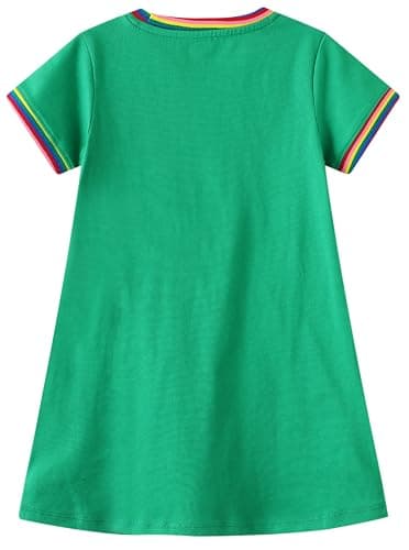FreeLu Toddler Girls Striped Summer Dress Cartoon Appliques Dresses Girls Cotton Casual Clothing 2-7Y thumbnail 3