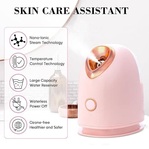 Pjordo Facial Steamer Spa Kit, Skin Scrubber, Nano Ionic Face Steamer for Deep Cleaning Unclogs Pores, Warm Mist Humidifier Steamer for Face Home Sauna SPA thumbnail 5