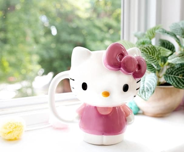 Sanrio Hello Kitty 3D Sculpted Ceramic Mug | BPA-Free Coffee Cup For Espresso, Caffeine, Cocoa thumbnail 6
