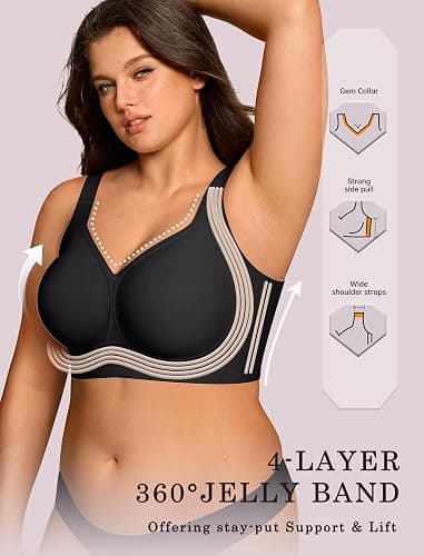 OEAK Womens Wireless Jelly Bra Plus Size Supportive Seamless Bras Full Coverage Push Up Comfortable No Underwire Tshirt Bras thumbnail 2
