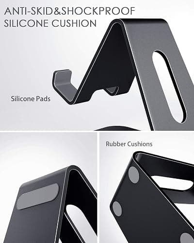 CreaDream Cell Phone Stand, Cradle, Holder, Aluminum Desktop Stand Compatible with Switch, All Smart Phone, iPhone 11 Pro Xs Max Xr X Se 8 7 6 6s Plus SE 5 5s-Black thumbnail 6