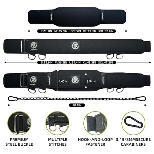 2-in-1 Weightlifting Belt & Dip Belt with Chain for Added Weight Training,Weightlifting, Squats, Deadlifts,Powerlifting for Men & Women thumbnail 2