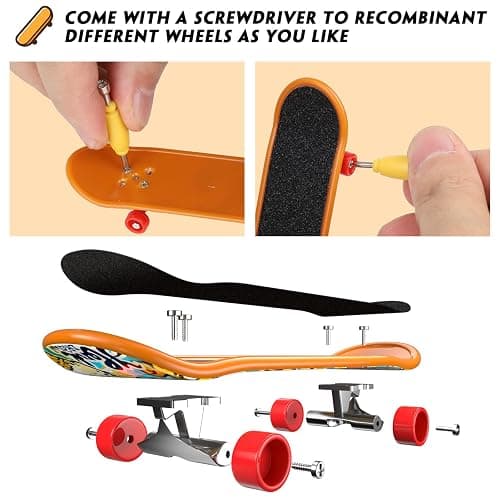 TIME4DEALS Fingerboard Mini Finger Skateboards Toys 12PCS Professional Finger Boards Set Creative Fingertips Movement, Mini Skateboard Starter Kit Finger Sports Party Favors Novelty Toy Gift for Kids thumbnail 5