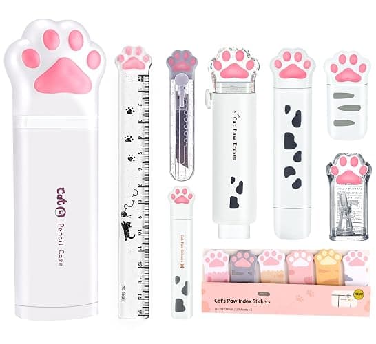PANDENNER Cute School Supplies, Cute Stationary,Birthday Party Favors Set,Including Pencil Sharpener,Eraser, Correction Tape, Ruler, Mini Scissors,Utility Knife, for Cute School Supplies - Image 1