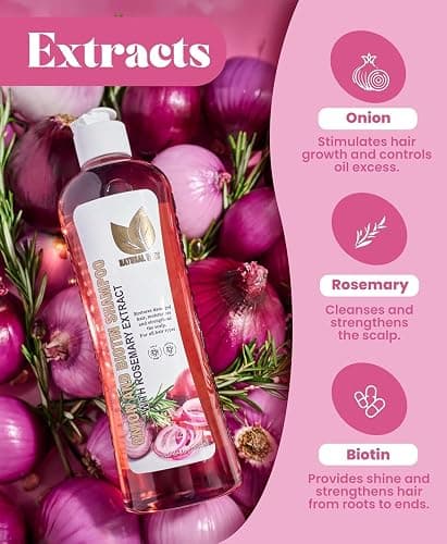 NATURAL SANT - Onion Biotin and Rosemary Shampoo & Treatment Set for Stronger, Thicker and Longer Hair - Soft and Shine, Hair Loss and Thinning, Growth Shampoo, Paraben Free, Silicone Free thumbnail 3