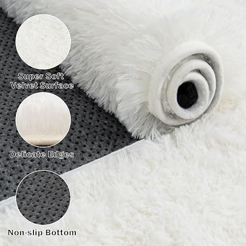 Lairep Large Area Rugs for Living Room Bedroom, 4x6 Feet Ivory Fluffy Shag Rugs, Ultra Soft Shaggy Plush Fuzzy Modern Indoor Throw Floor Carpet for Kids Girls Boys Dorm Nursery Home Decor Aesthetic thumbnail 5