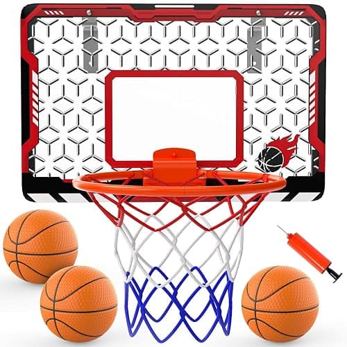EagleStone Mini Basketball Hoop for Door & Wall, Foldable Rim with 3 Balls and Pump, Indoor Basketball Toy Game Set for Kids Adults, Bedroom Office Sports Gift - Image 1
