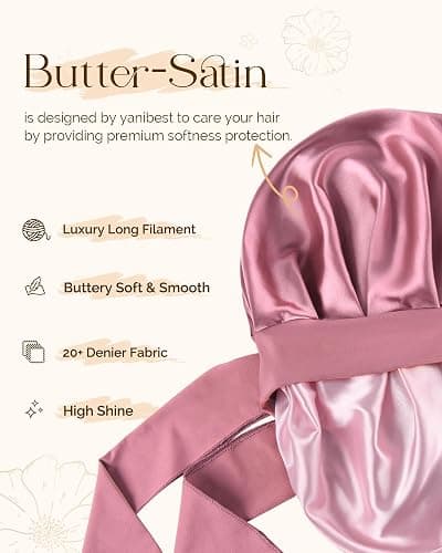 YANIBEST Silk Hair Bonnet for Sleeping, Double Layer Hair Bonnet with Elastic Tie Band for Curly Natural Hair Reduce frizz thumbnail 2
