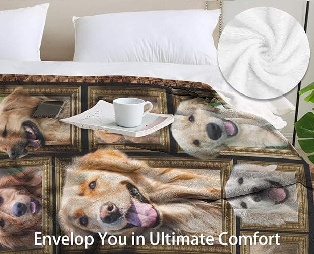 Golden Retriever ​Blanket - Fleece Throw Blanket for Couch Super Soft Cozy Bed Blanket Lightweight Plush Fuzzy Blankets and Throws for Sofa, Twin Size 60 x 80 Inch, Gift for Dog Lover thumbnail 3