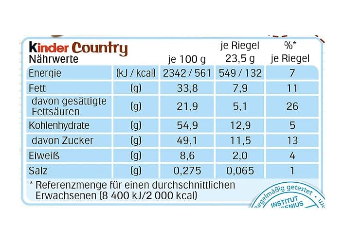 Kinder Country Riegel, 9 Riegel, 212 g thumbnail 2