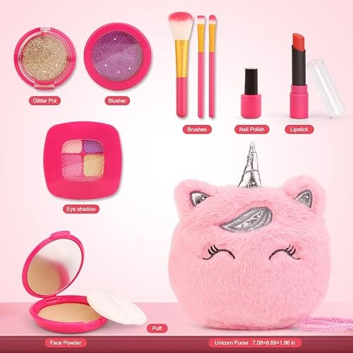 Kids Pretend Makeup Sets for Girls, Princess Toys for 3 4 5 Year Old Gifts | Role Play Toddler Toys for 3 4 5 6 7 8, Fake Make Up Set Unicorn Birthday Gifts for Little Girls, Kids Purse for Children thumbnail 5
