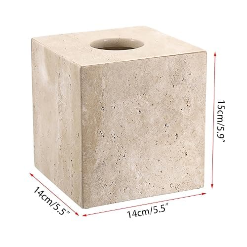 SUMNACON Travertin Tissue Box Cover Square,Tissues Cube Boxen für Zuhause, Toilettenpapierhalter Papierhalter Papiertaschentuchbox für Wohnzimmer Esszimmer Büro Hotel Restaurant quadratisch thumbnail 3