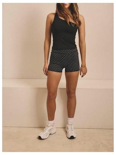 WDIRARA Women's Polka Dots Biker Shorts Elastic Waist Athletic Workout Yoga Shorts thumbnail 5