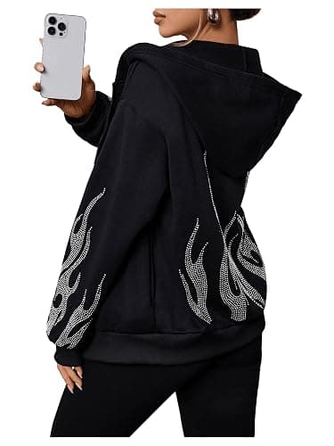 SOLY HUX Womens Zip Up Hoodie Y2k Graphic Oversized Sweatshirt Long Sleeve Jackets Fall Outfits - Image 1