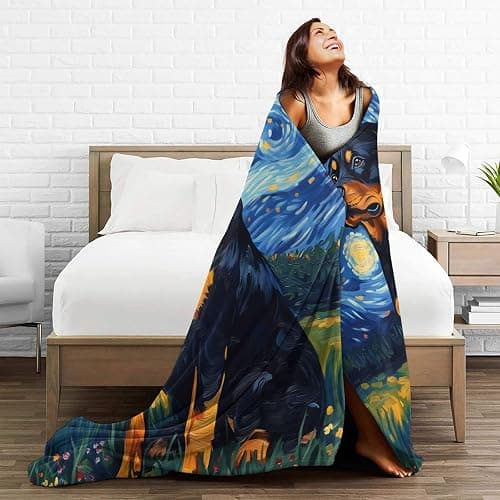 Rottweiler starry night blanket thumbnail 4