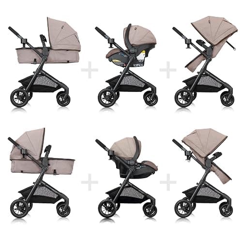 Evenflo Pivot Modular Travel System with LiteMax Infant Car Seat (Desert Tan) thumbnail 6