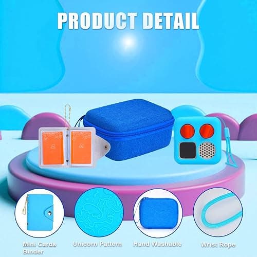 YouKnow Hard Case and Silicone Cover for Yoto Mini Player, Kids Audio Music Accessory with Card Case Holder for up to 10 Cards (Blue) thumbnail 4