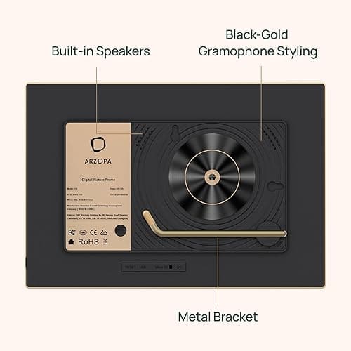 ARZOPA Digital Picture Frame WiFi 10.1" HD IPS Touch Screen Smart Metal Photo Frame Electronic Free Arzopa App Custom Picture Frame for Gifting Easy Share Unlimited Photos Videos - D10 Gold thumbnail 10