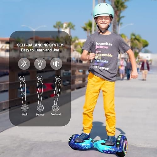 SIMATE Hoverboard, Bluetooth All Terrain Hover Boards with LED Lights and APP Control, Gifts for Kids Adults Girls Boys, for All Ages thumbnail 4
