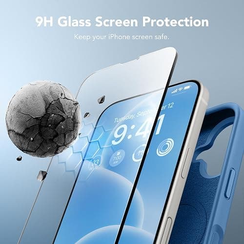 GONEZ Magnetic for iPhone 16 Case, Compatible with MagSafe, [Screen Protector + Camera Lens Protector], Liquid Silicone Shockproof Protective Phone Case for iPhone 16 6.1", Lake Blue thumbnail 6
